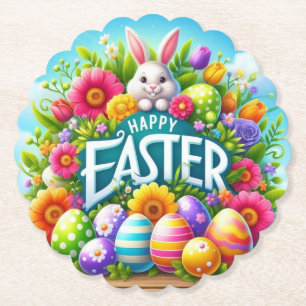 Dessous-de-verre En Papier Mignonne lapin de printemps/Pâques avec oeuf