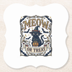 Dessous-de-verre En Papier Minou ou traiter Chat Halloween Chat Fantomatique 