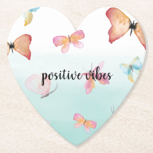 Dessous-de-verre En Papier Mint Ombre Papillons rose Aquarelle