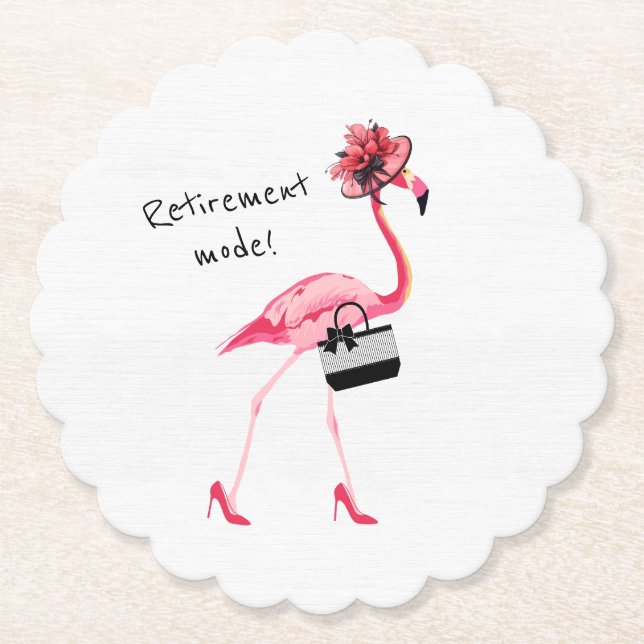 Dessous-de-verre En Papier Mode retraite ! Flamant rose rose chic (Devant)