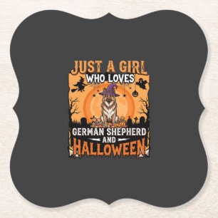 Dessous-de-verre En Papier Modèle de Chien de Berger Allemand Fille d'Hallowe