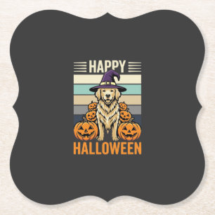 Dessous-de-verre En Papier Modèle de citrouille vintage Halloween Golden Retr