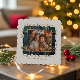 Dessous-de-verre En Papier Modèle de photo à carreaux de Noël classique ID114