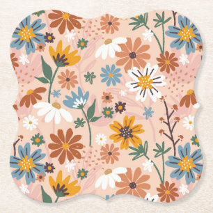 Dessous-de-verre En Papier Modèle floral peint à la main-23136