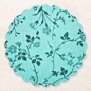 Dessous-de-verre En Papier Modèle floral turquoise