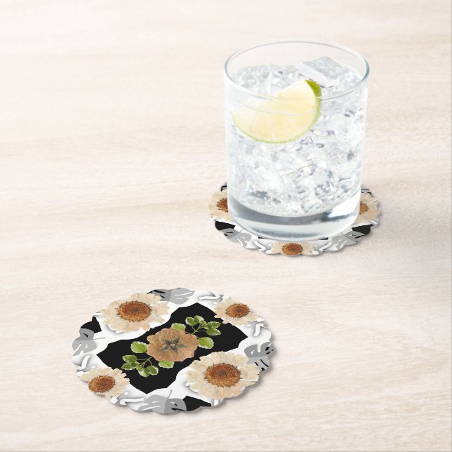 Dessous-de-verre En Papier Modern abstract floral art (En situation)