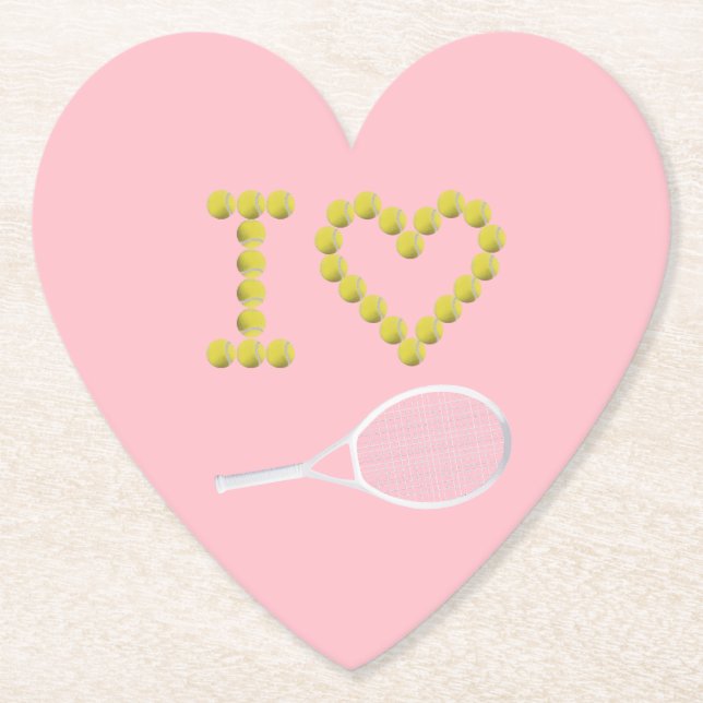 Dessous-de-verre En Papier Moderne I Love Tennis Rose (Devant)