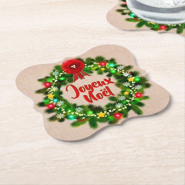 Dessous-de-verre En Papier Modifier le texte Joyeux Noël (Incliné)