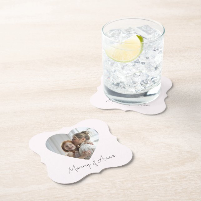 Dessous-de-verre En Papier Mommy Custom Name & Photo | Paper Coaster (En situation)