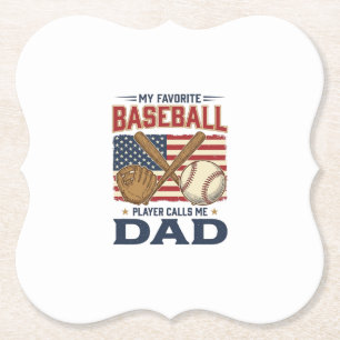 Dessous-de-verre En Papier Mon joueur de baseball préféré m'appelle papa Vint