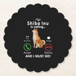 Dessous-de-verre En Papier Mon shiba inu appelle Cadeau de chien d'Humour