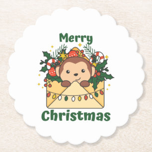 Dessous-de-verre En Papier Monkey Christmas