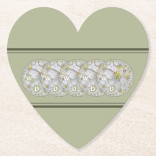 Dessous-de-verre En Papier Monogramme Abstraite marguerite Fleur Jaune gris