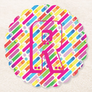 Dessous-de-verre En Papier Monogramme Arc-en-ciel lignes diagonales Motif Pop