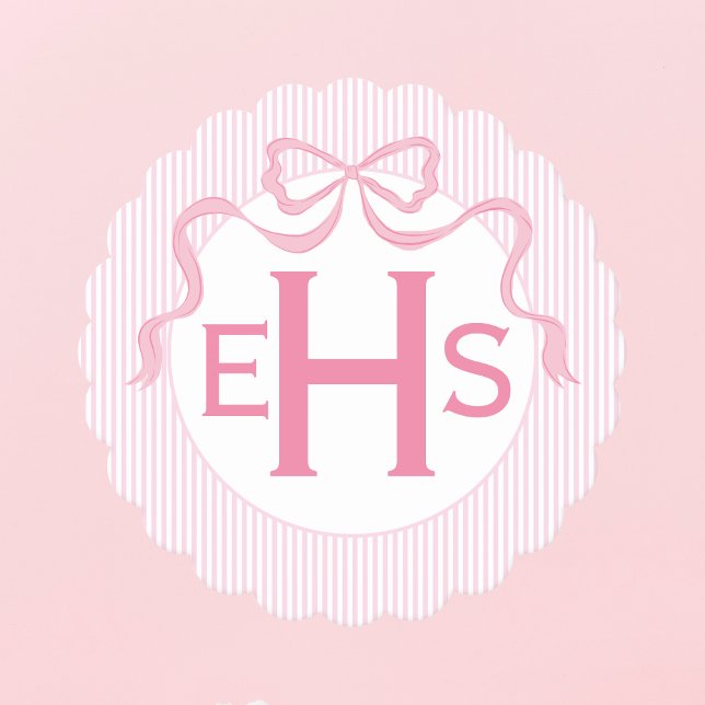 Dessous-de-verre En Papier Monogramme Bow rose, ruban personnalisé (Créateur téléchargé)