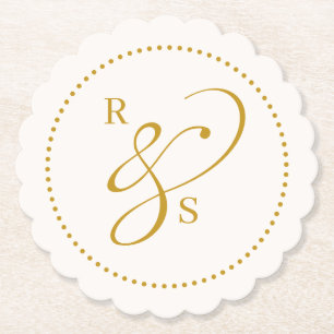 Dessous-de-verre En Papier Monogramme de couple minimaliste