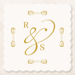 Dessous-de-verre En Papier Monogramme de couple minimaliste