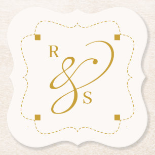 Dessous-de-verre En Papier Monogramme de couple minimaliste