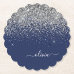 Dessous-de-verre En Papier Monogramme de nom pailleté bleu marine argenté pou<br><div class="desc">Sous-verres en papier monogramme à paillettes bleues marine et argentées. C'est le cadeau parfait pour la remise des diplômes, l'anniversaire, le mariage, l'enterrement de vie de jeune fille, l'anniversaire de mariage, la baby shower ou l'enterrement de vie de garçon pour quelqu'un qui aime le luxe glamour et les styles chics....</div>