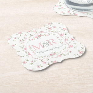 Dessous-de-verre En Papier Monogramme Floral Romantique Cottagecore Vintage