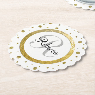 Dessous-de-verre En Papier Monogramme Gold Confetti