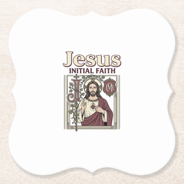 Dessous-de-verre En Papier Monogramme initial de Jésus Foi Monogramme initial (Devant)