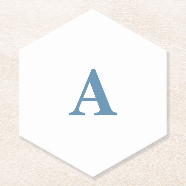 Dessous-de-verre En Papier Monogramme Initiale Nom Bleu Pâle Blanc Simple Mig (Devant)