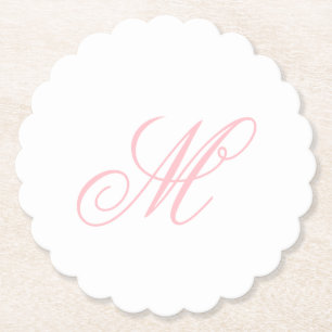Dessous-de-verre En Papier Monogramme Initiale Rose Élégant