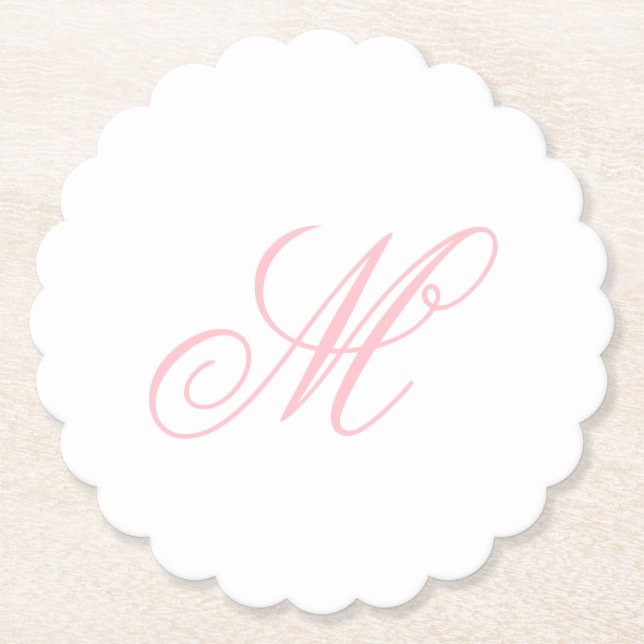 Dessous-de-verre En Papier Monogramme Initiale Rose Élégant  (Devant)