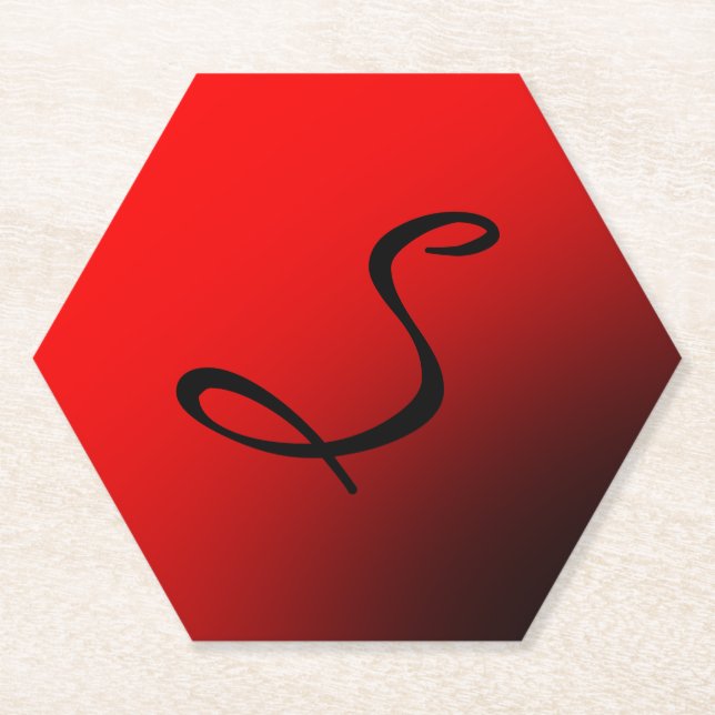 Dessous-de-verre En Papier Monogramme noir rouge élégant professionnel initia (Devant)