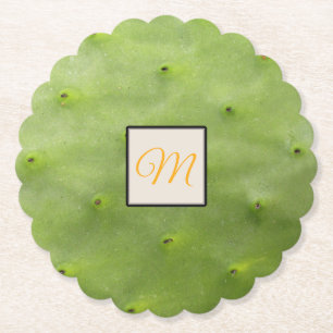 Dessous-de-verre En Papier Monogramme vert tropical botanique de photo de