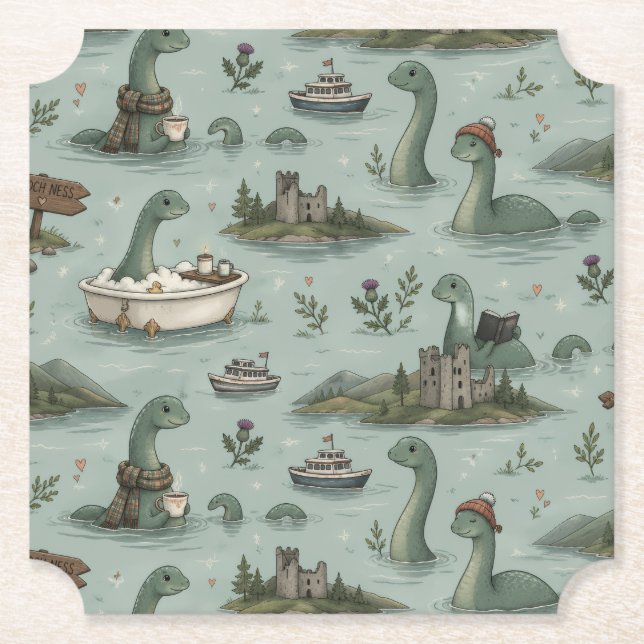 Dessous-de-verre En Papier Monstre du Loch Ness  (Devant)