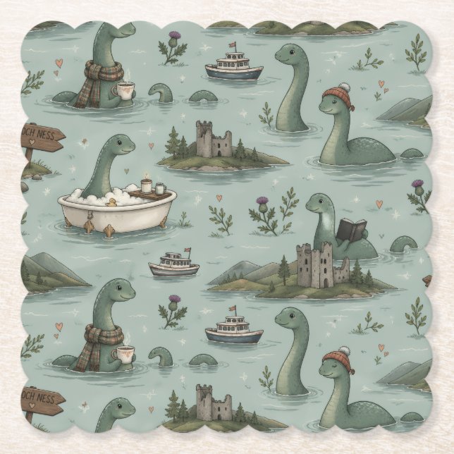 Dessous-de-verre En Papier Monstre du Loch Ness  (Devant)