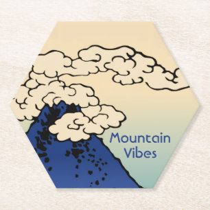 Dessous-de-verre En Papier Mont Fuji avec nuages Ajoutez votre nom