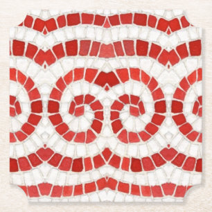 Dessous-de-verre En Papier MOSAÏQUE IONIQUE ROUGE Dessous de verre en papier