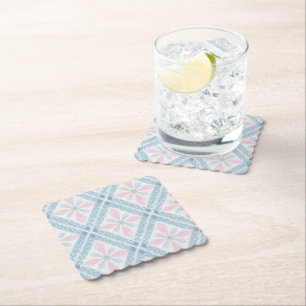 Dessous-de-verre En Papier motif bleu en forme de diamant