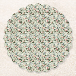 Dessous-de-verre En Papier Motif Botanique Floral Pastel Vintage