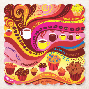 Dessous-de-verre En Papier Motif café et muffins