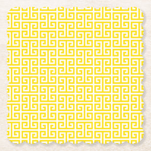 Dessous-de-verre En Papier Motif clé grec jaune doré