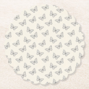 Dessous-de-verre En Papier Motif d'art en ligne de papillon