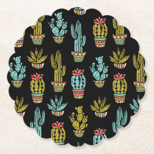 Dessous-de-verre En Papier Motif de cactus de grunge foncé
