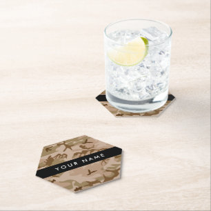 Dessous-de-verre En Papier Motif de camouflage du désert, Votre nom, Personna