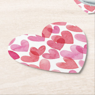 Dessous-de-verre En Papier Motif de coeur aquarelle