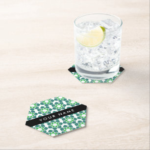 Dessous-de-verre En Papier Motif de feuille, feuilles vertes, votre nom