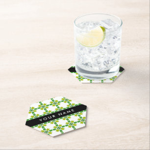 Dessous-de-verre En Papier Motif de feuille, Feuilles vertes, Votre nom