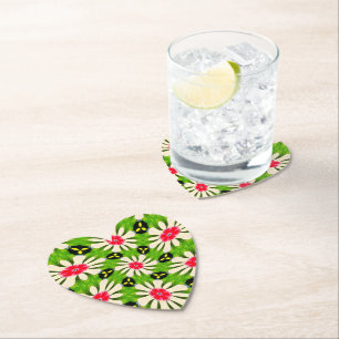 Dessous-de-verre En Papier Motif de fleurs rose et blanche