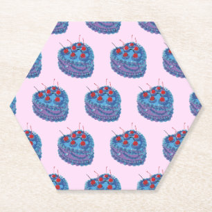Dessous-de-verre En Papier Motif de gâteau au coeur mou