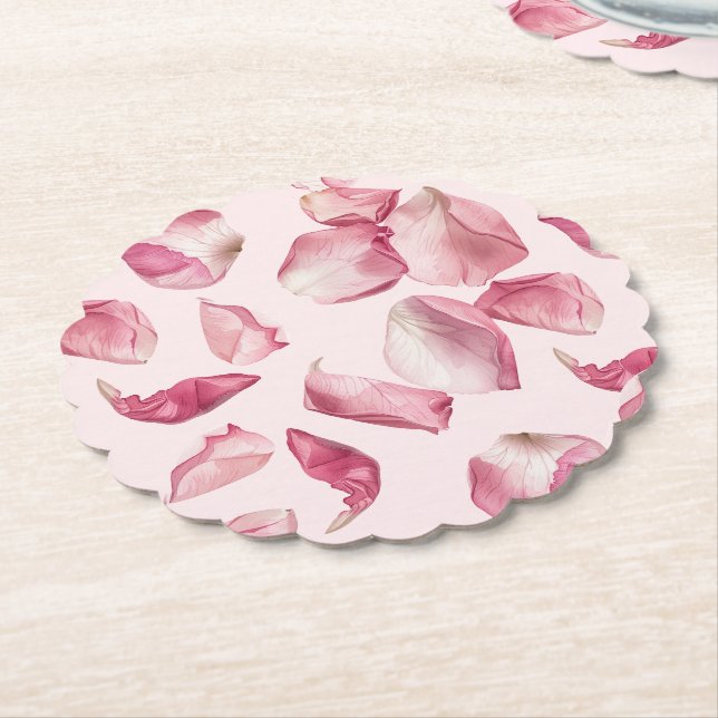 Dessous-de-verre En Papier Motif de pétales de rose Pétales et Prosecco Maria (Incliné)