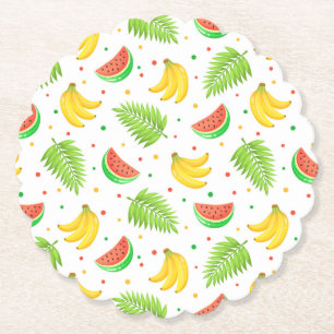 Dessous-de-verre En Papier Motif de Pointe Polka aux fruits tropicaux