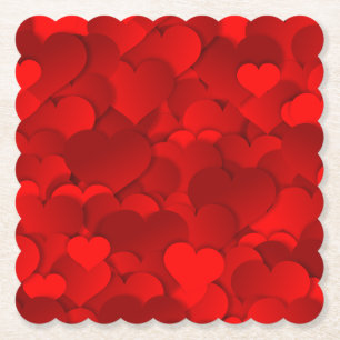 Dessous-de-verre En Papier Motif de texture de coeurs d'amour rouge romantiqu